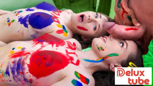 “We Painted Our Bodies Just for You…” Two Tight Pussies on Father’s Day!