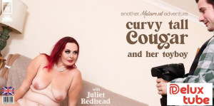 Toyboy doggystyle fucking tall, curvy and big ass cougar Juliet Redhead at her home