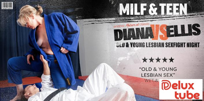 [ Mature NL ] 57 year old MILF Diana gets wet with 26 year old Ellis in this old & young lesbian sexfight match