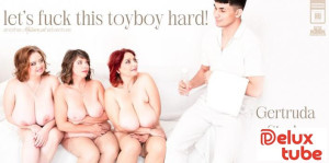 Toyboy masseur takes on big tits milfs Gertruda, Sirale and Ivana in this hardcore groupsex fantasy