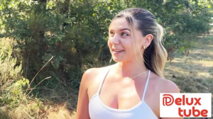Amber fucks in the middle of the forest!