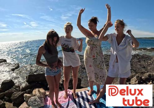 [ Nebraska Coeds ] Abbie Storm, Eyla Moore, Rosalinda & Vanessa Klein - 4way Hot Models Nudists Behind The Scenes Outdoors